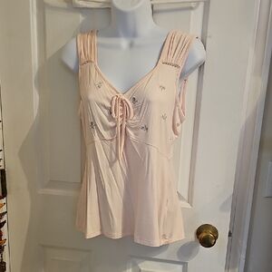 Pink Sleeveless Top with Embroidered Details Size S Candie's